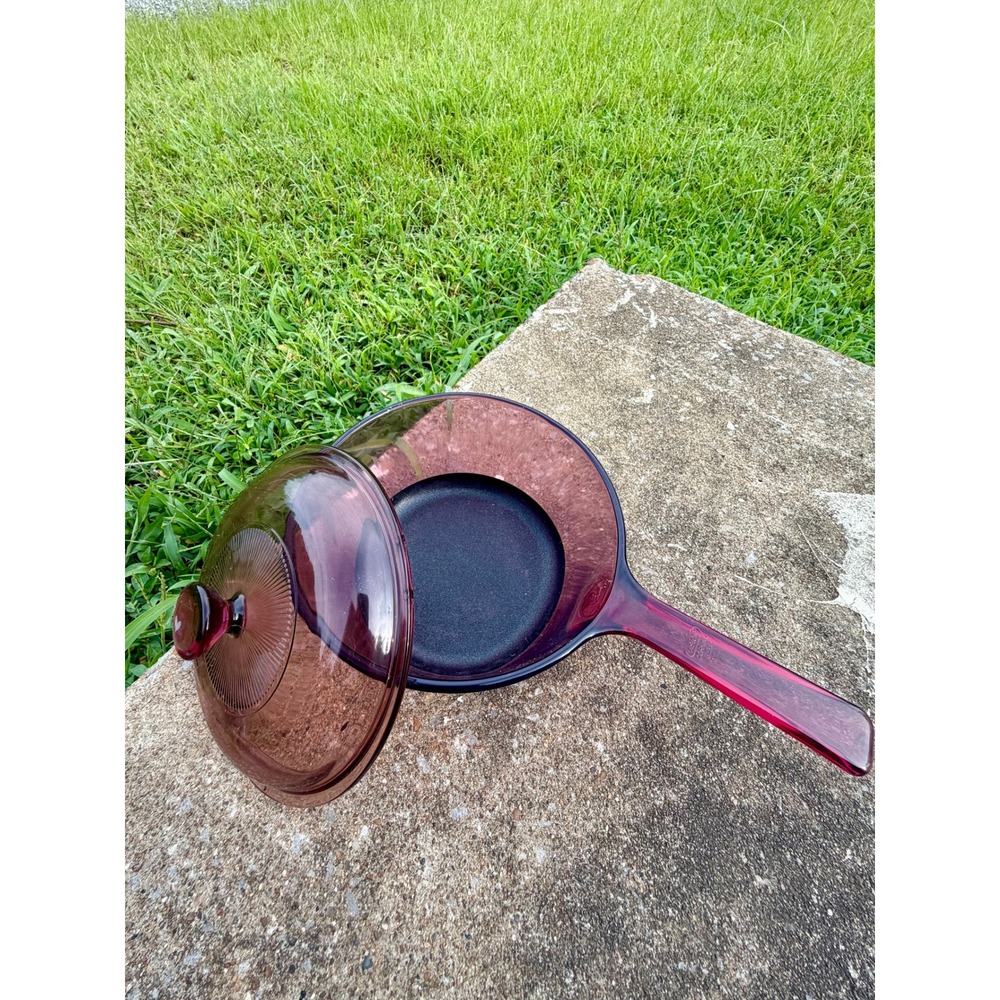 Vintage Visions Corning Cranberry Glass Saucepan 1.5L Pot with Lid Made in USA - Picture 4 of 5